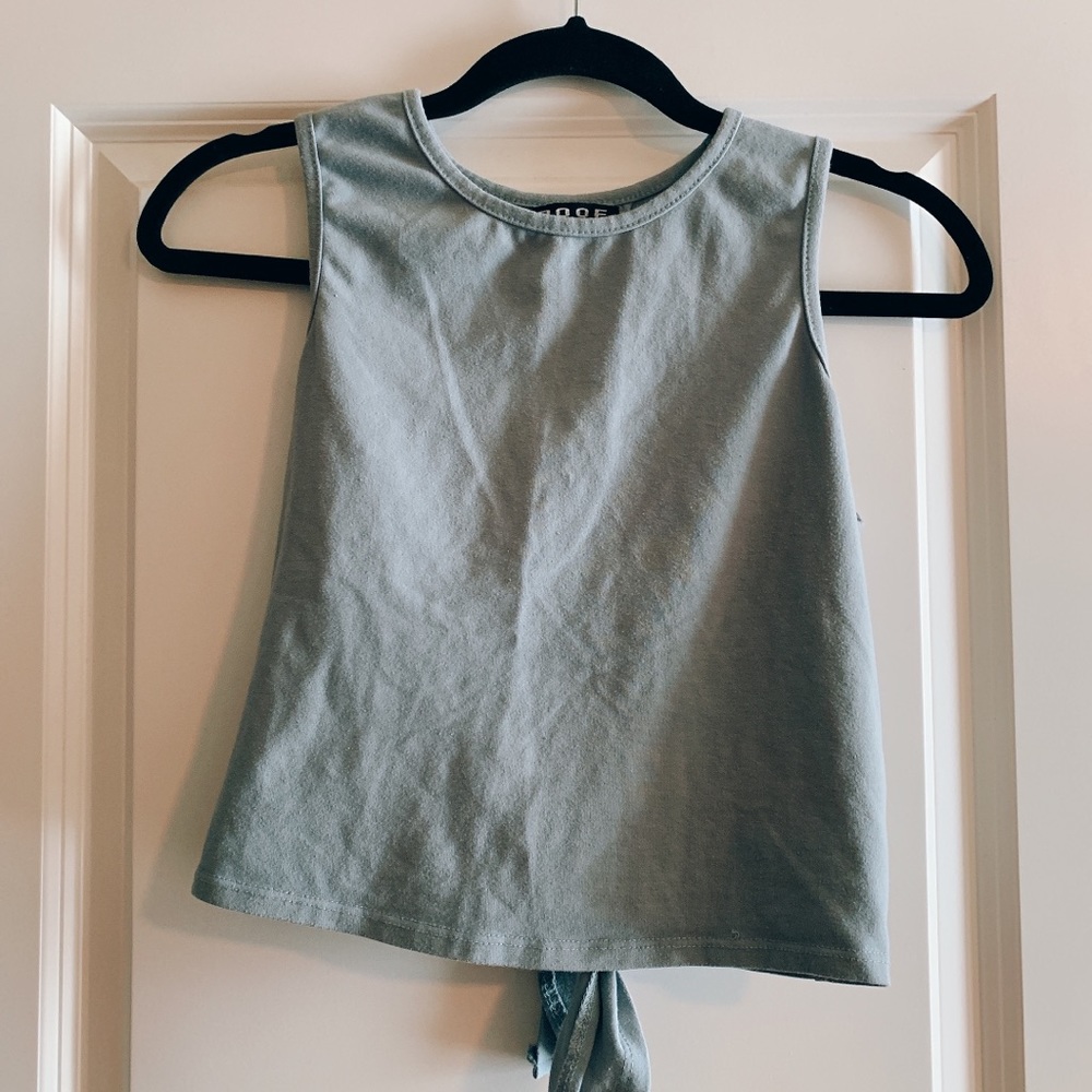 Light blue tie back crop top
